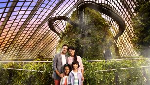 Capturing cherished moments: A picturesque family portrait amidst the stunning backdrop of Gardens By The Bay's natural beauty.